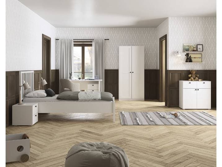 Chambre d'adolescent Skagen 5 pièces 90 x 200cm Blanc Sans portes miroir