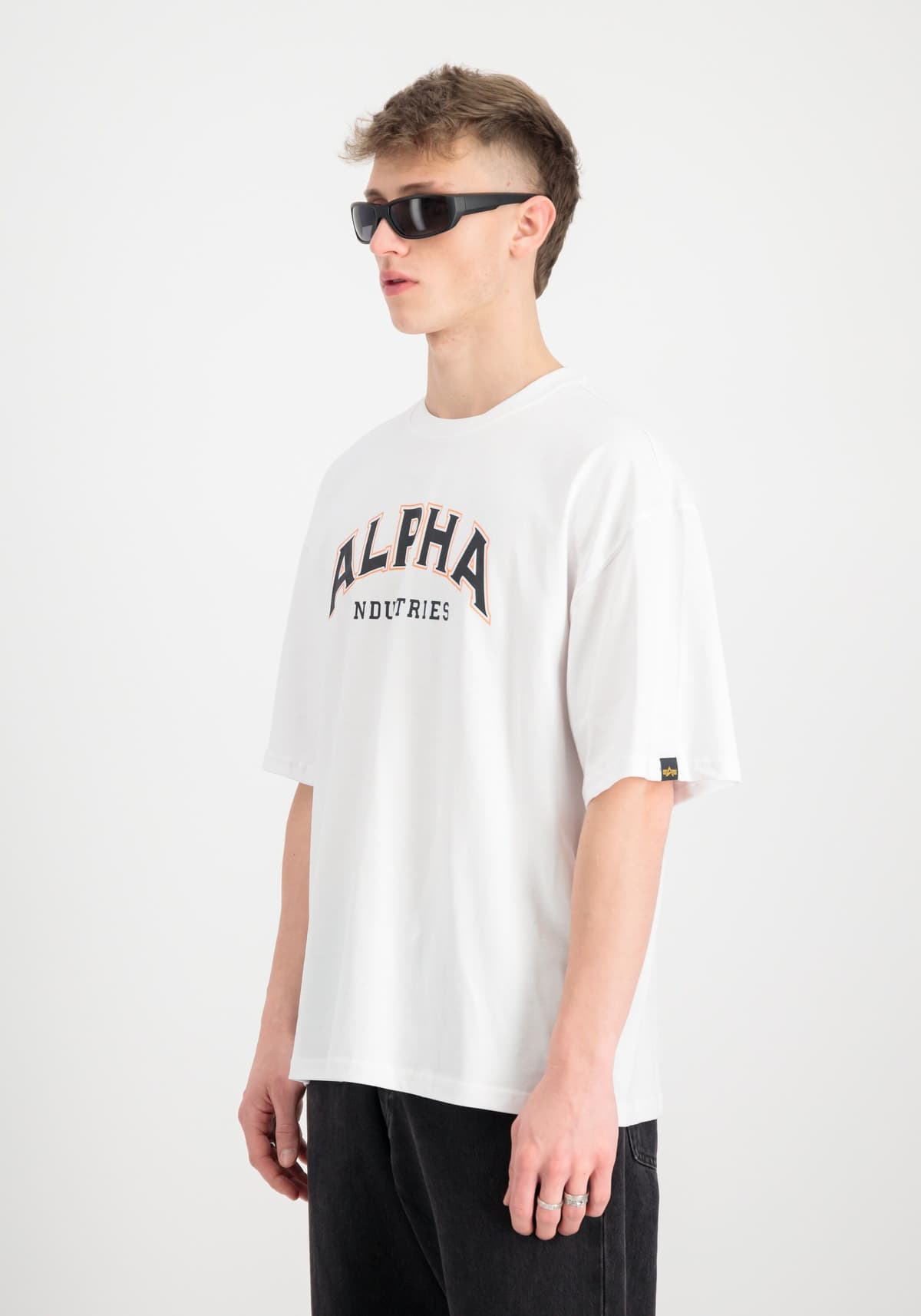 T-Shirt ALPHA INDUSTRIES "College T-Shirt", Herren, Gr. XL, weiss (weiß), Obermaterial: 100% Baumwolle, Shirts T-Shirt weiß XL