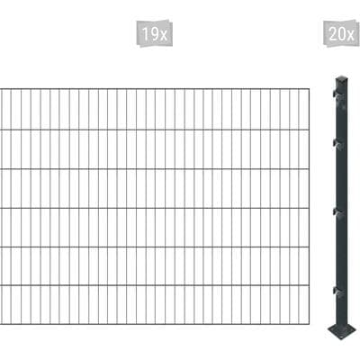 Einstabmattenzaun ARVOTEC "ESSENTIAL 120 zum Einbetonieren", grau (anthrazit), H:120cm, Kunststoff, Stahl, Zaunelemente, Zaunhöhe 120 cm, Zaunlänge 2 - 60 m