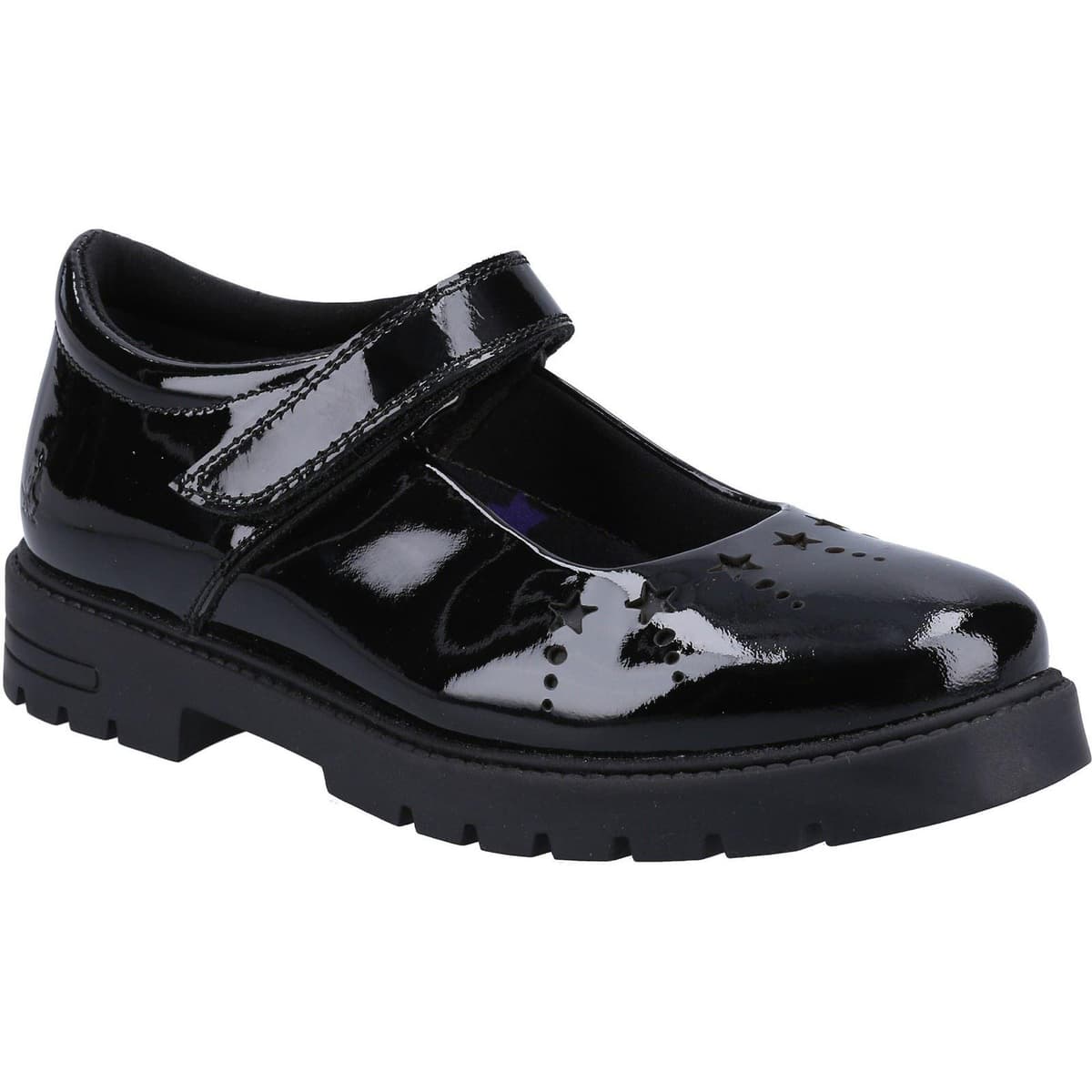 Hush Puppies Sabrina Patent JNR Meisjes Zwart Leren Schoenen