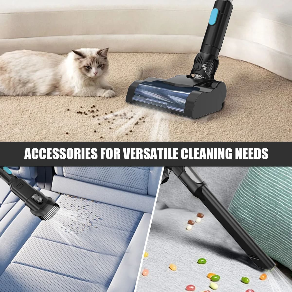 NONE 200W Cordless Vacuum Cleaner 3-in-1 Self-Standing Handheld Vacuum 30KPA Brushless Stick Vacuum for Carpet/Hard Floor/Pet Hair Clean