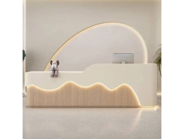 Comptoirs de réception esthétiques, organisateurs de comptoirs, mobilier de réception moderne et luxueux pour salons professionnels, design de comptoirs de réception, mobilier de réception
