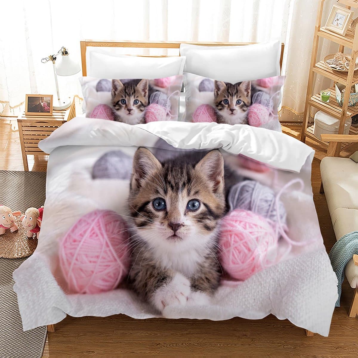 Unyqoos 3D Katten Beddengoedset van Microvezel voor Kinderen
