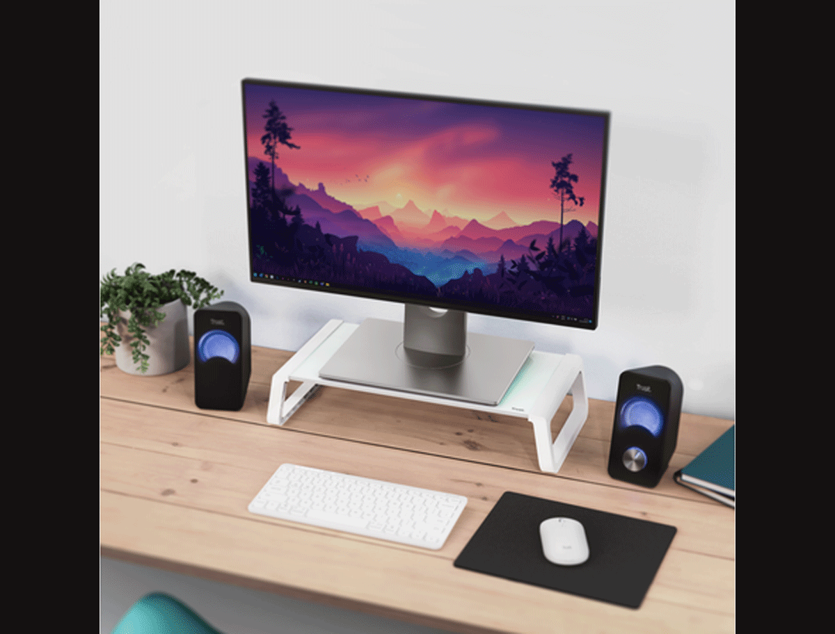 Trust MONTA GLASS MONITOR STAND - WHITE