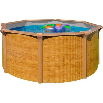 Rundpool KWAD "Green line Evolution", grau (wood, innenfarbe: grau), H:132cm Ø:550cm, Schwimmbecken, Rundpool, 5,5x1,32 wood Folie in blau, sand oder grau erhältlich