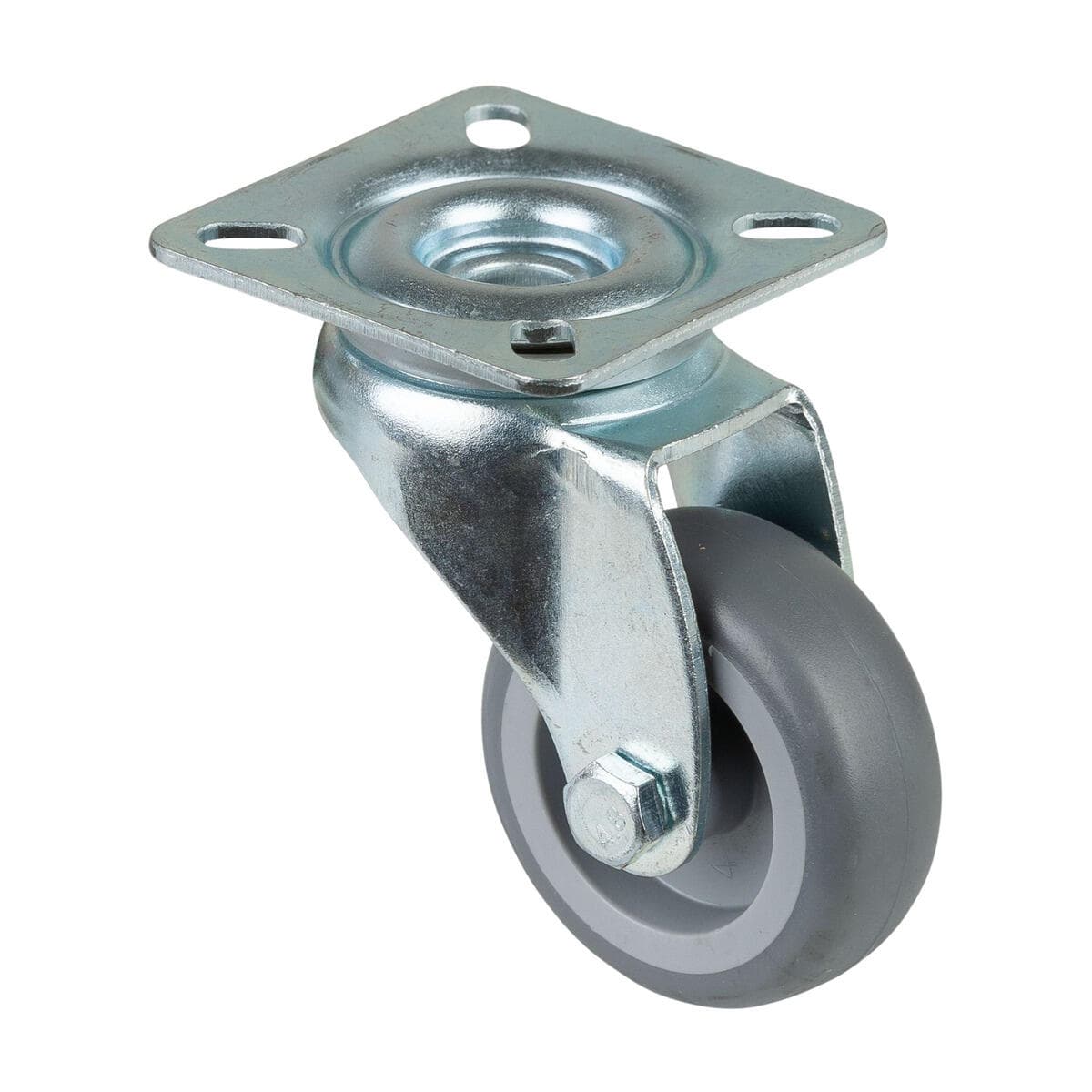 BS Rollen Lenkrolle Gummi grau, 100 mm, H 124 mm, 70 kg Tragkraft, Radsatz, Apparate-Lenkrolle
