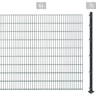 Doppelstabmattenzaun ARVOTEC "ESSENTIAL 183 zum Aufschrauben", grau (anthrazit), H:183cm, Kunststoff, Stahl, Zaunelemente, Zaunhöhe 183 cm, Zaunlänge 2 - 60 m
