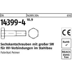 Peiner, Schrauben, Sechskantschraube EN 14399-4 M 27 x 90 10.9