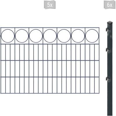 Doppelstabmattenzaun ARVOTEC "ESSENTIAL 80 zum Einbetonieren "Ring" mit Zierleiste", grau (anthrazit), H:80cm, Kunststoff, Stahl, Zaunelemente, Zaunhöhe 80 cm, Zaunlänge 2 - 60 m