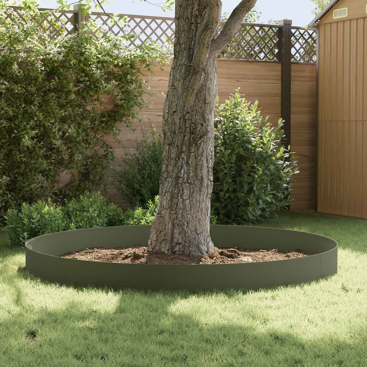 vidaXL Bordure de Pelouse 10 pc 100 x 18 cm Acier Vert olive