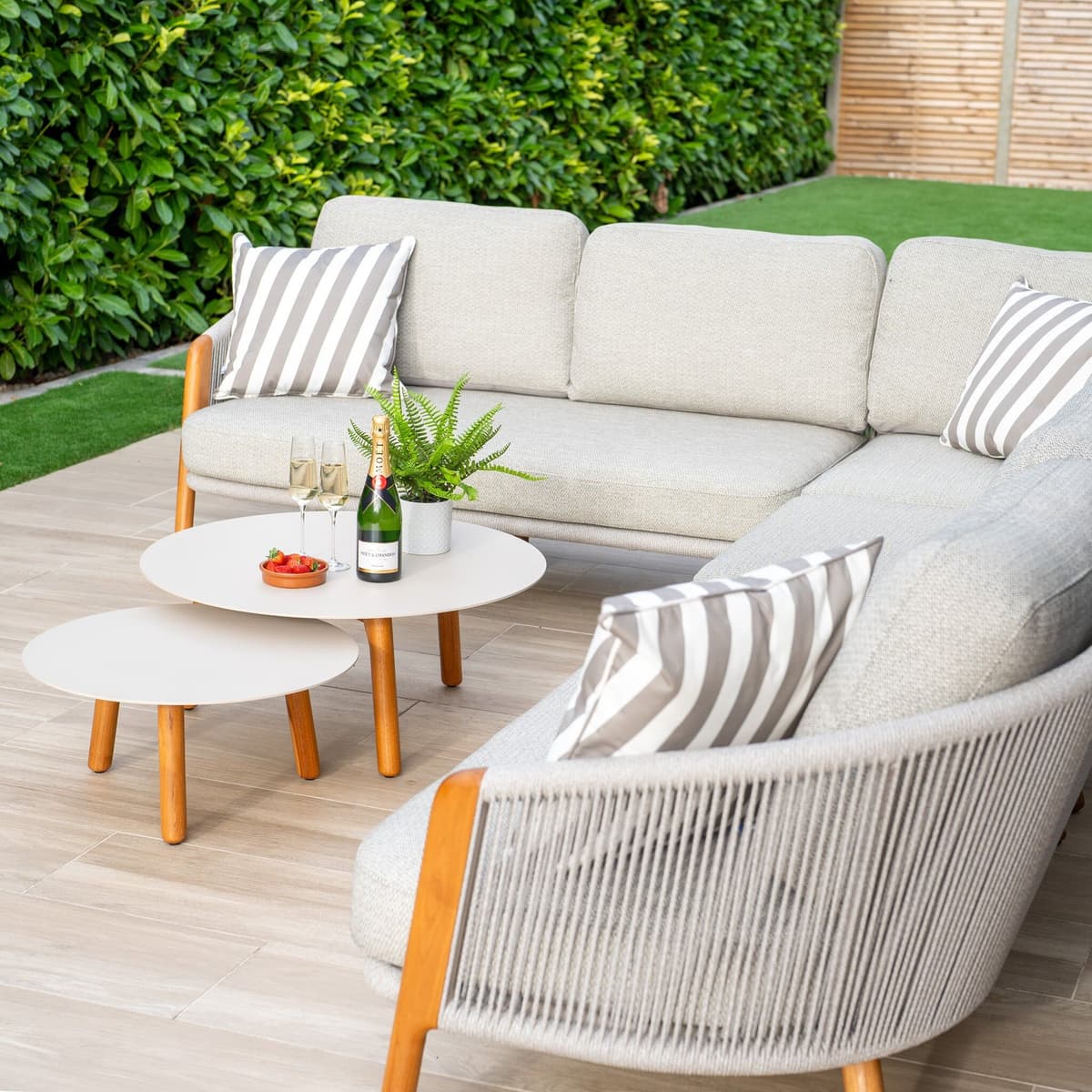 Harbour Lifestyle Merano Large Corner Group Set with Coffee Table in Latte