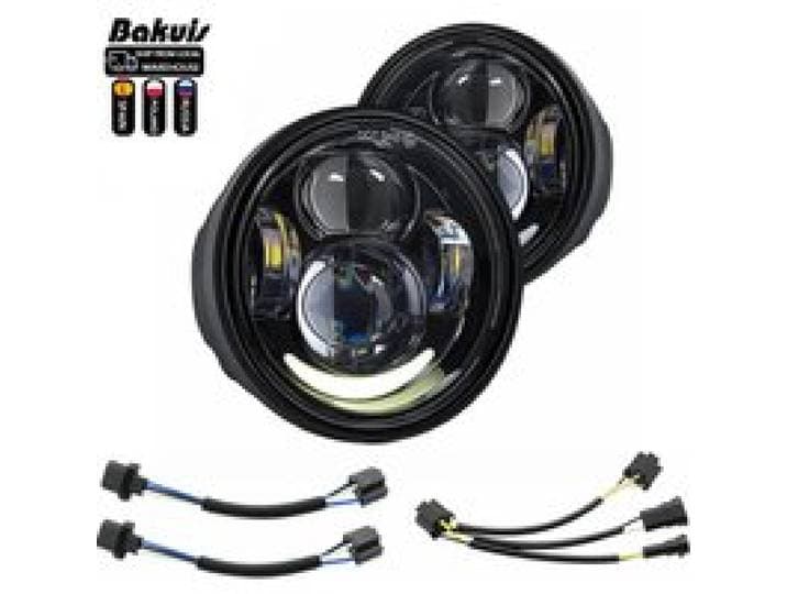 4.65 inch H4 Led Koplamp Voor Harley FXDF Motorfiets Voor Harley Dyna Fat Bob 4.5 Dual Koplamp Dubbele LED koplampen Met DRL