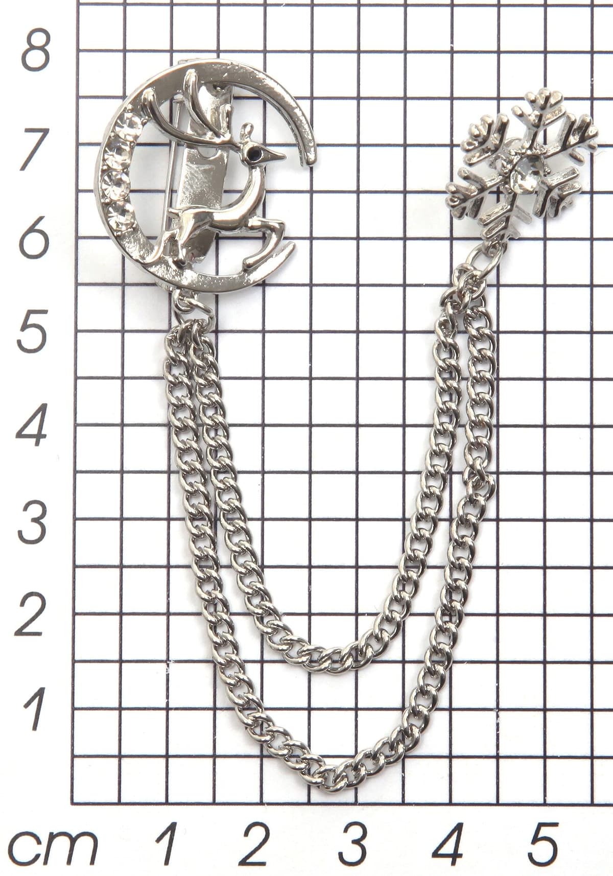 Brosche FIRETTI "Schmuck Geschenk Ansteckschmuck Glieder Schneeflocke, Mond, Hirsch", weiss (silberfarben,, kristallweiß, kristallweiß), Broschen, Damen, Metall, Brosche, mit Glasstein silberfarben,, kristallweiß, kristallweiß Einheitsgröße