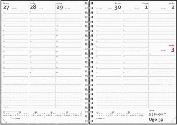 Mayland 2027 Ugekalender, Højformat, Grå
