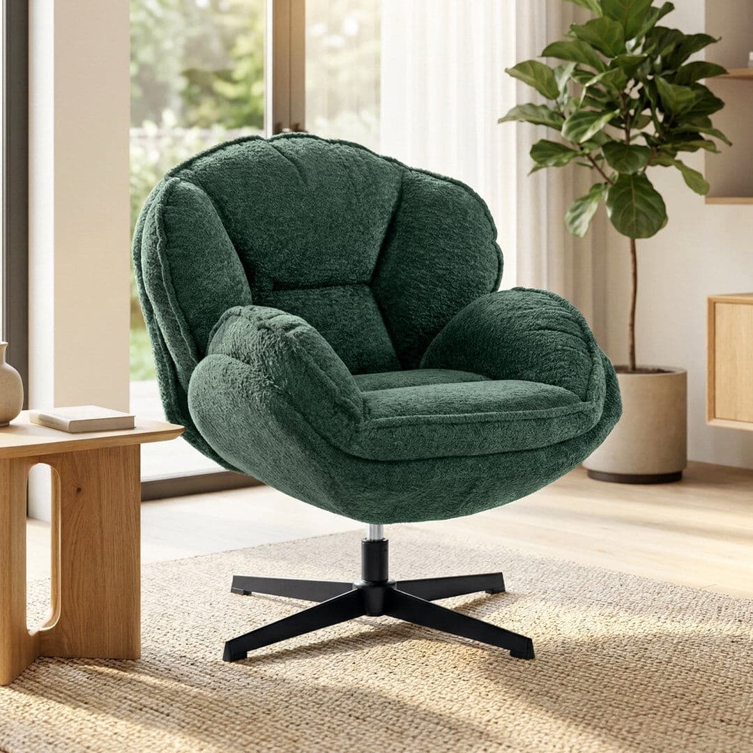 George Oliver Upholstered Swivel Accent Chair Green 88cm H X 86cm W X 76cm D