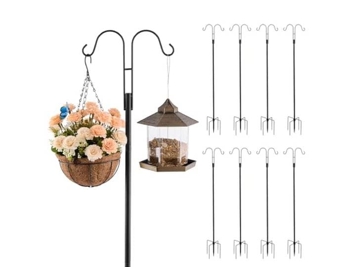 VEVOR Crochet de Berger pour Mangeoire à Oiseaux\, 1560 mm\, Poteau pour Mangeoires à Oiseaux\, Lot de 8\, Épaisseur 19 mm\, Support pour Jardin Suspendre Paniers à Plantes\, Lanternes\, Carillons Éoliens