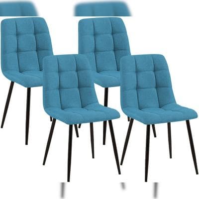 CLP 4er Set Esszimmerstühle Tilde Stoff HBT: 84x45x55 cm hellblau Stoff