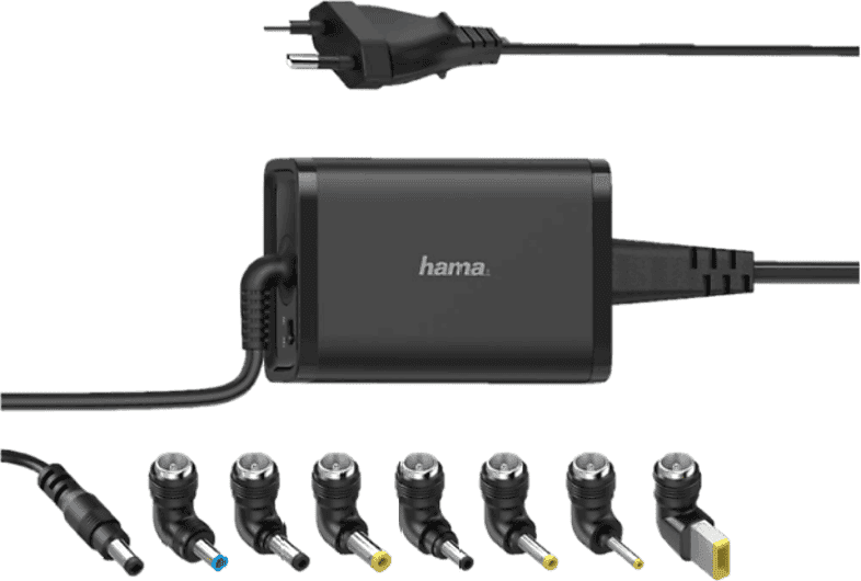 Cargador para portátil - Hama Universal Notebook, 65W, 7 adaptadores, 15-19 V, Universal, Negro