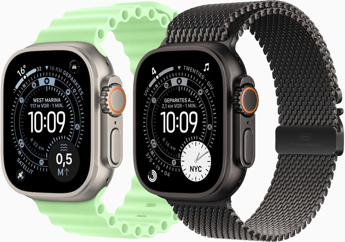 Apple Watch Ultra 3 (2025)   GPS + Cellular   naturligt titan   Trail Loop M/L svart/antracitgrå