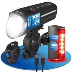 FISCHER LED Akku Beleuchtungsset mit Fernlicht, Bodenbeleuchtung und Stopplicht - TWIN STOP 180 LUX