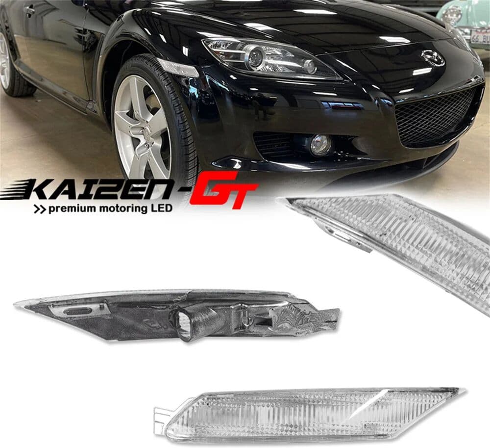 Kaizen-GT Front Bumper Side Marker Indicator Light Housing Shells For Mazda RX-8 2004-2008 Turn Signal Light Parking Light Car Accessories
