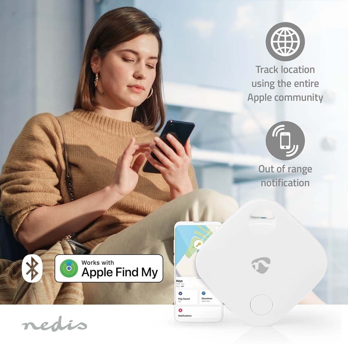 Sporingsbrikke, Nøkkelfinner - Mange Bruksområder - Bluetooth Smart Tag - Apple Find My App 1 Stk