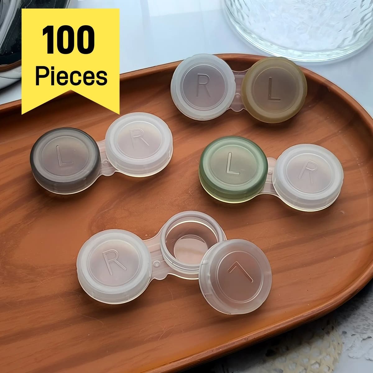 dhoptical 100Pcs Contact Lens Cases Left/Right Eyes Holder Box Colorful Contact Lens Container 6 Colors