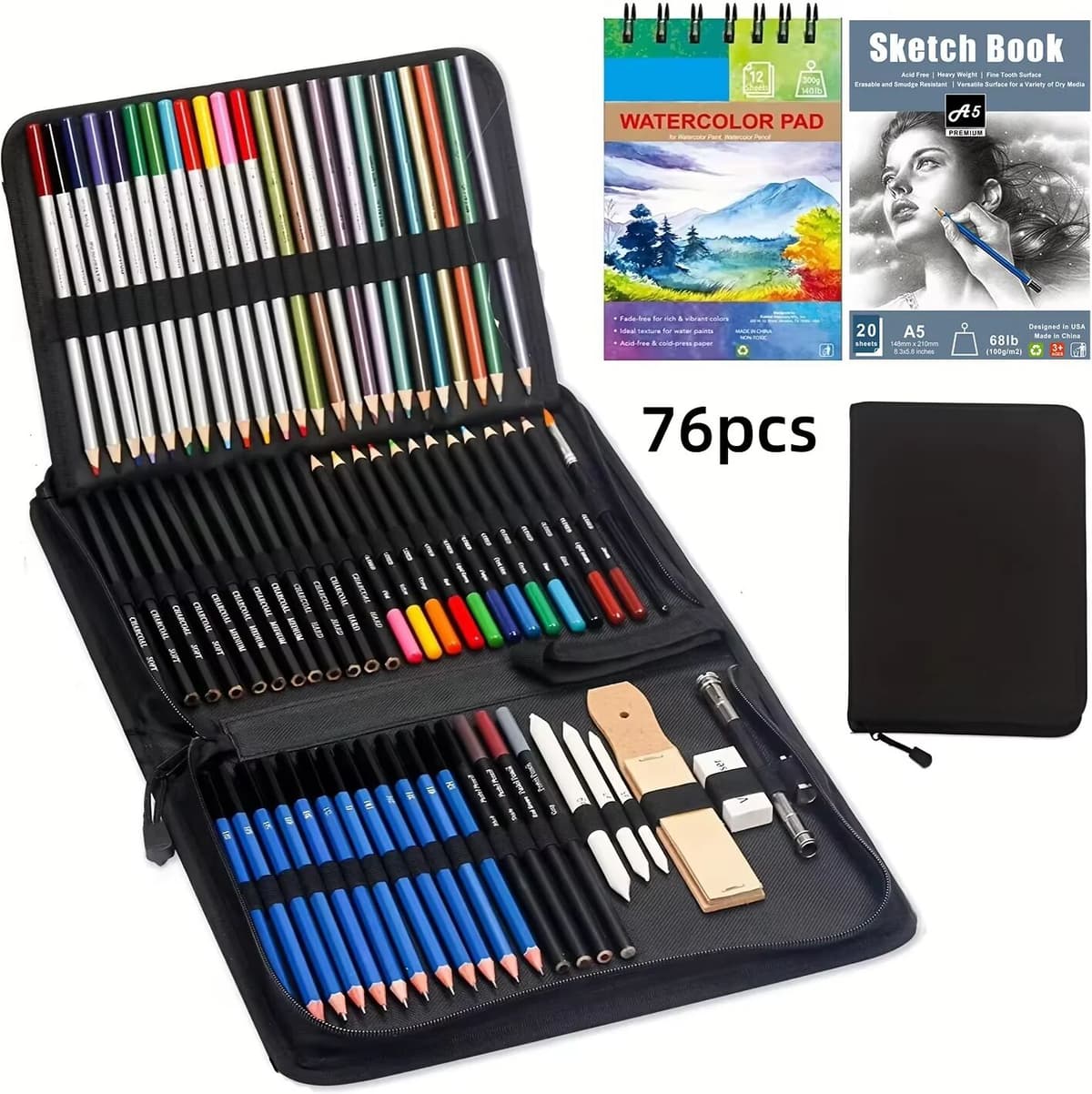 NONE 34/42/54/72/76/96 Pcs Drawing Sketching Coloring Set Drawing Pencils & Sketching Kit Art Tool Kit Professional Art Supplies Set