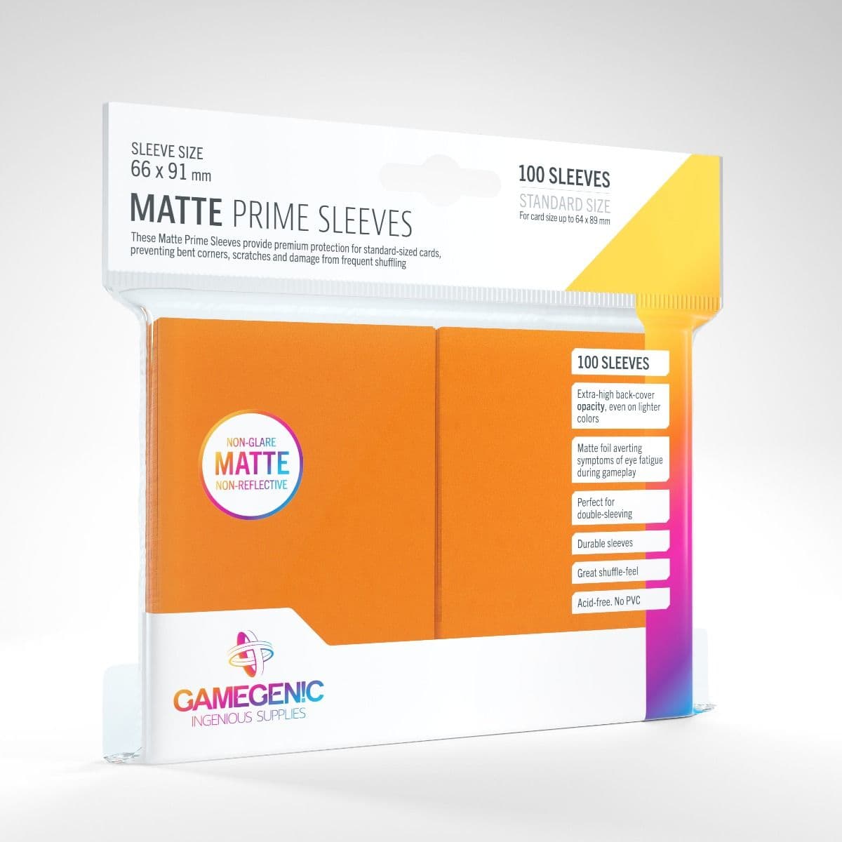 GameGenic Matte Prime Sleeves Orange (100) Toploader