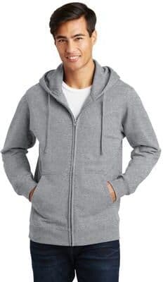 Port & Company PC850ZH Fan Favorite Fleece Full-Zip Hooded Sweatshirt in Heather size Medium   Cotton/Polyester Blend