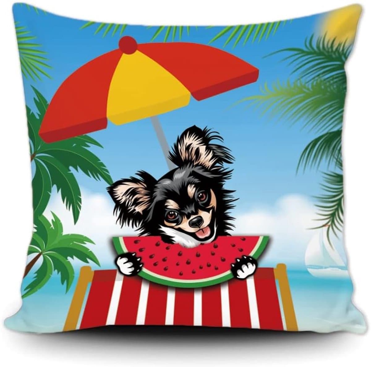 Chichihua 2 Honden kussenhoes met zomerprint - Dubbelzijdig bedrukt - 45 x 45 cm