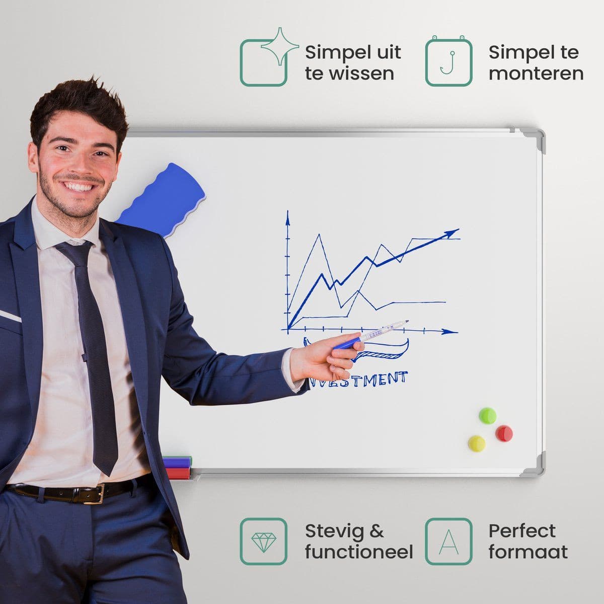 Avalo Magnetisch Whiteboard Wit - 60 x 90 cm