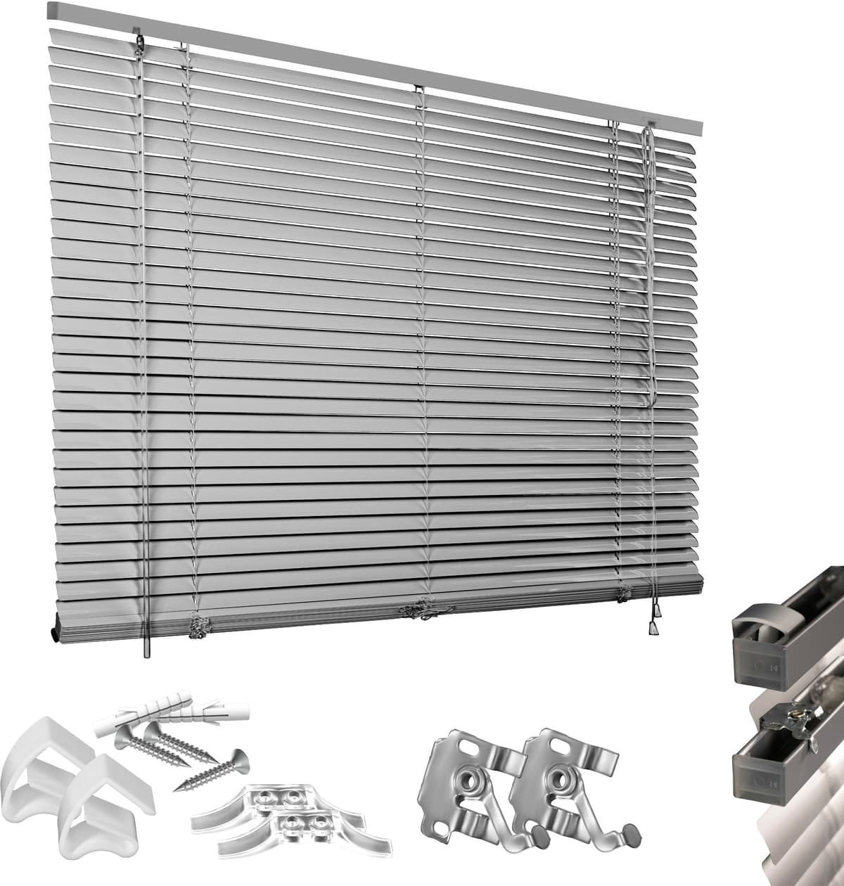 Jalousie GOOD LIFE "Matti" Gr. 44, silber (silberfarben, silber, weiß), B:90cm H:160cm, Jalousien, Jalousie, Klemmfix-Jalousie aus Aluminium silberfarben, silber, weiß 160cm, einseitig verschiebbar, 90cm