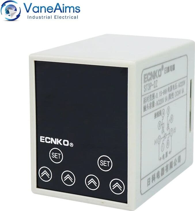 VaneAims 220v Programmable Timer Relay ST3P-2Z Time Relay LCD Digital display cycle Power-on Delay Digital Small Timer 12V/24V/110V/380V