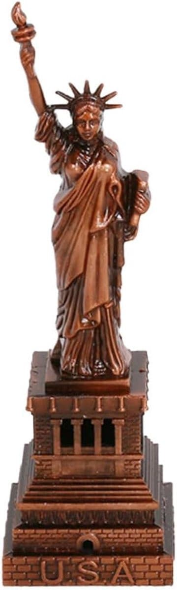 Grijs Vrijheidsbeeld Decoratie - Metalen Stadssouvenir Beeldje voor op Tafel - Hoogte: 10 cm