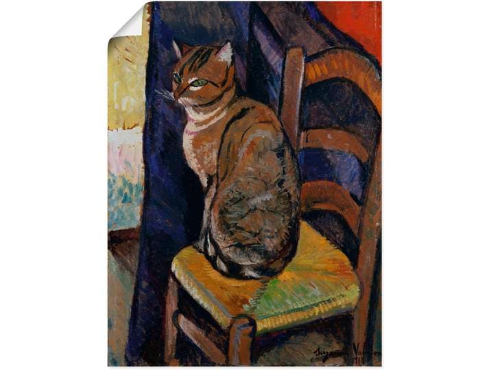 Wandbild ARTLAND Skizze Stuhl sitzende Katze. , bunt (farbe bild(er): bunt), B:45cm H:60cm, Bilder, Wandbild, als Leinwandbild, Poster in verschied. Grössen