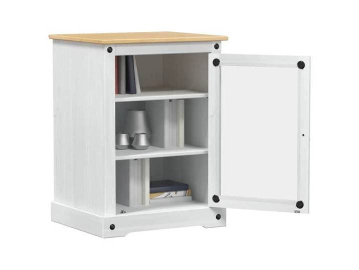 CHIC Blanc Cabinet HiFi Moderne - ZENCORE - MEUBLE DE SEJOUR - Cabinet TV - Blanc 60x50x82cm Pin massif 2311