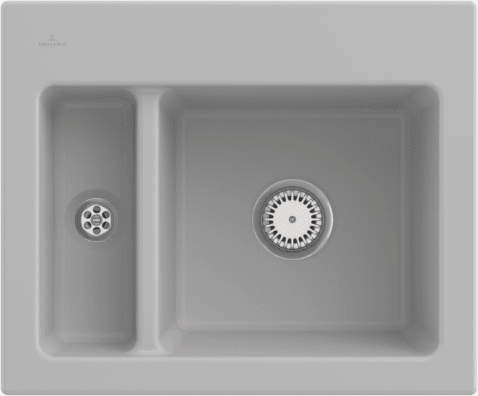 Villeroy und Boch Subway 60 XM Einbauspüle 678001SM mit Ablaufgarnitur, 620 x 510 mm, Handbetätigung, steam CeramicPlus