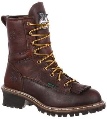 "Georgia Boot Logger 8"" Safety Toe WP - Mens 8 Brown Boot W"