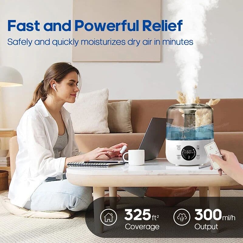 KINSCOTER 3L Air Humidifier Professional Large Capacity Home Humidifier Plant Mist Aroma Diffuser with Remote Control Timer