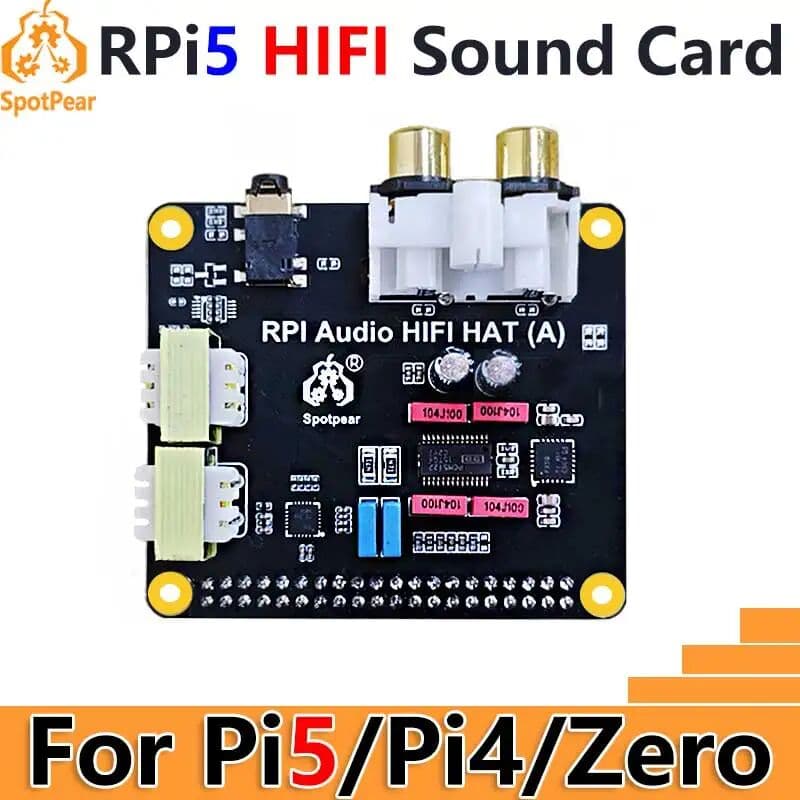 spotpear Raspberry Pi5 Audio HIFI HAT PCM5122 I2S Audio Card DAC Also For PI 5 / PI4 /PI3 /Zero Series