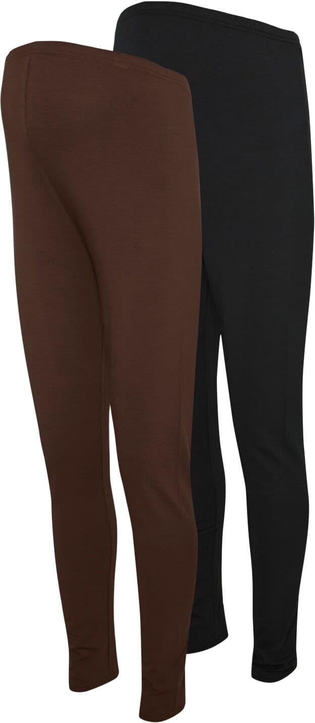 Leggings MAMALICIOUS "MLEMMA LONG LEGGING 2-P A. E. NOOS", Damen, Gr. M, N-Gr, braun (schwarz pack:hot fudge), Jersey, Obermaterial: 95% Baumwolle, 5% Elasthan, unifarben, slim fit lang, Hosen Leggings, Baumwollmischung, slim fit schwarz pack:hot fudge M,