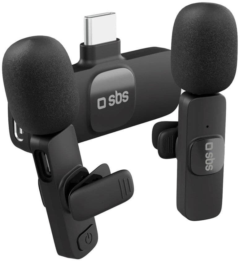 SBS Trådløs Mikrofon Kit m. USB-C - 2 stk - Sort
