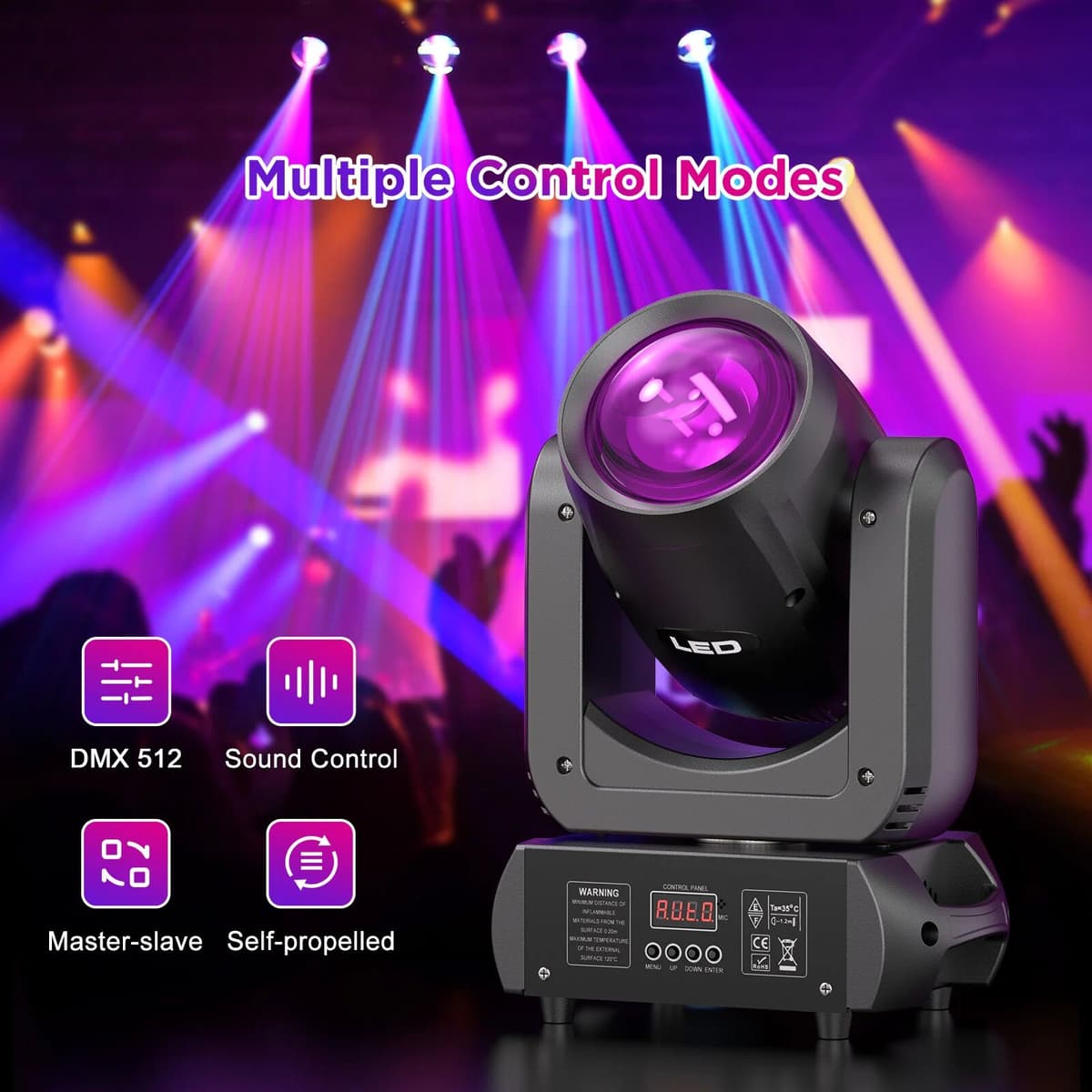 Rudderstar Gwong 150W Moving Head LED DMX512 Spot Beam RGBW Wash GOBO 18 Prism Dj Disco Stadium Party Light for Wedding Light Show Bar Club