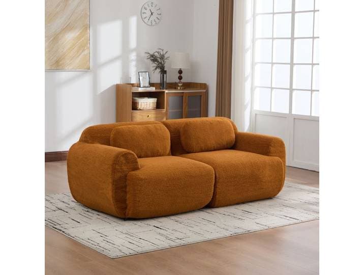 Canapé modulaire en tissu - Tissu chenille anti-boulochage - Confort matelas  Boneless  - Aucun assemblage requis