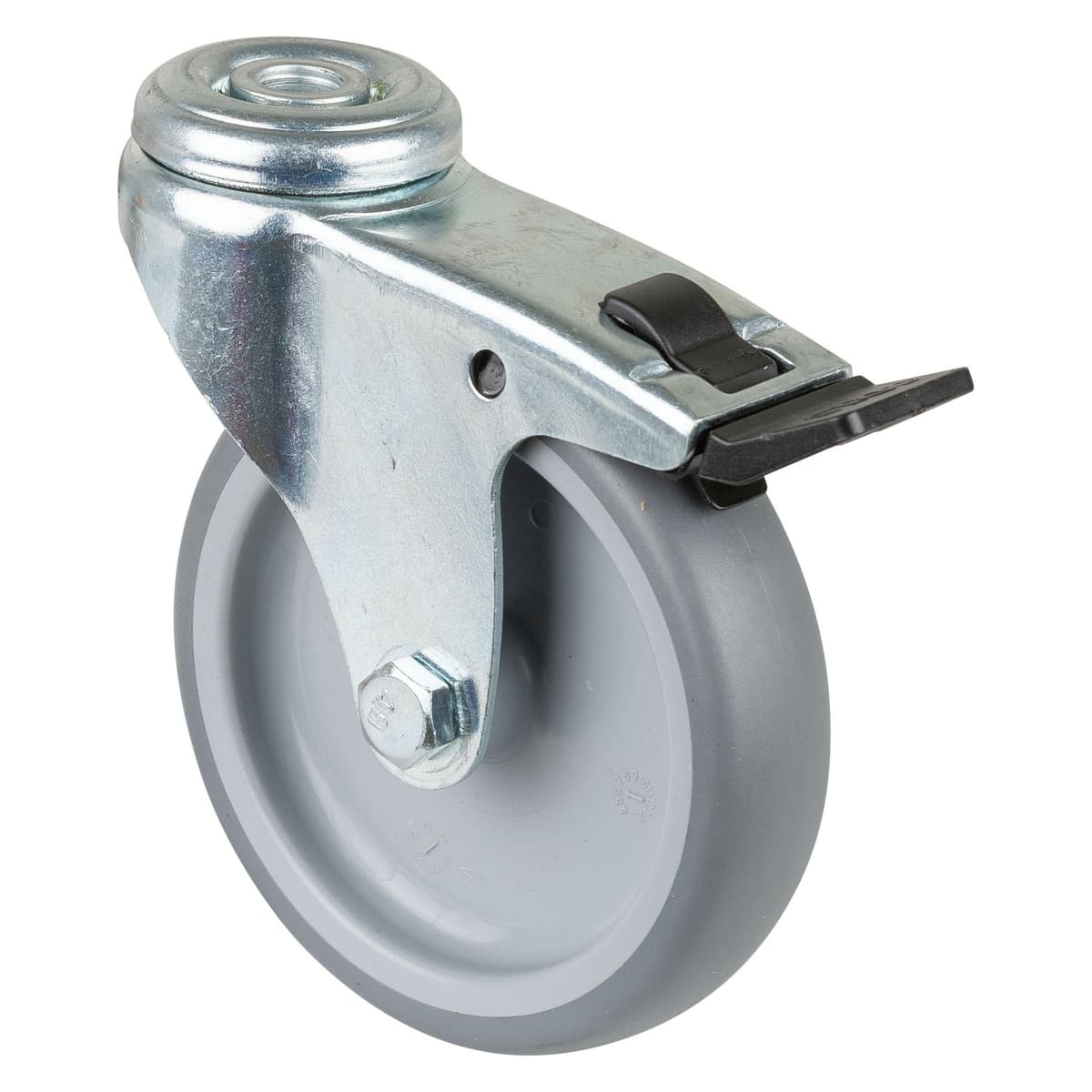 HP Autozubehör Lenkrolle mit Totalfeststeller Rad-Ø 100 mm Tragfähigkeit 70 kg mit Rückenloch 10,2 mm Gleitlager... (A321.A80.100)
