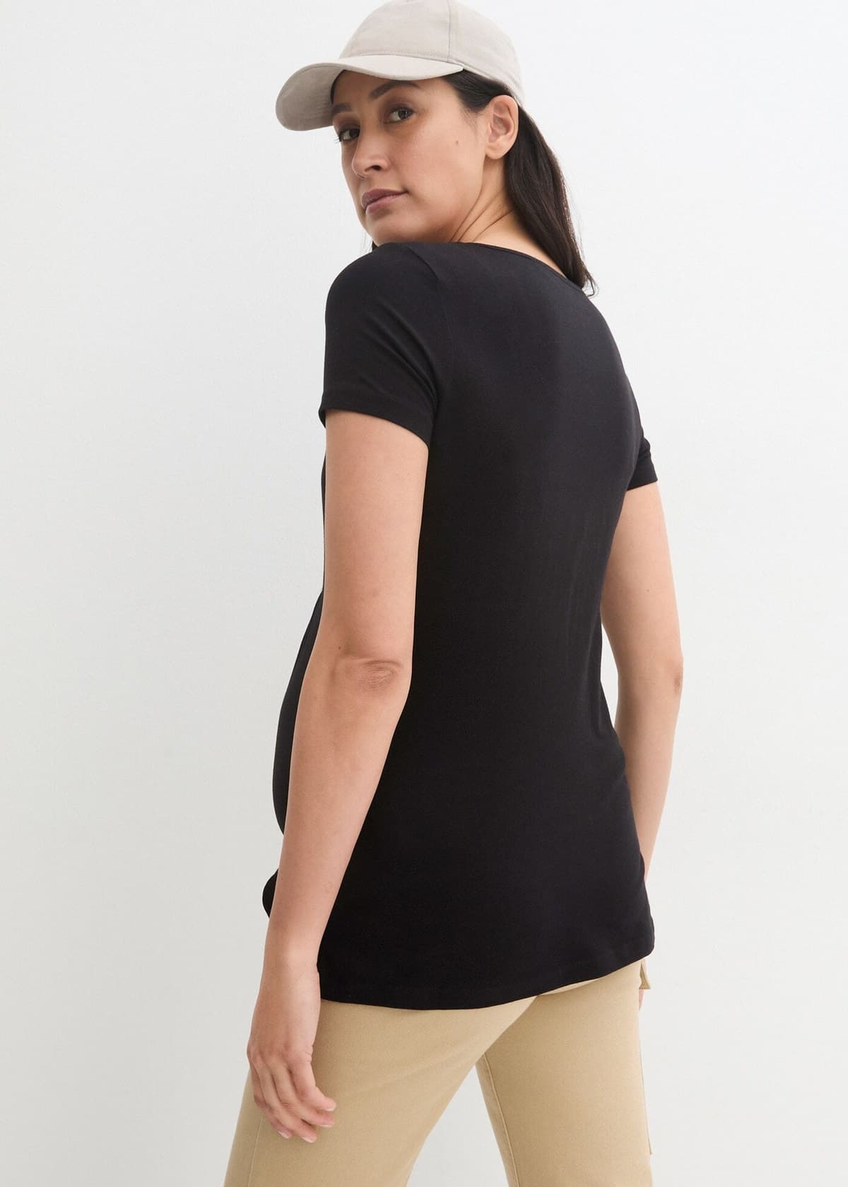 bonprix "2-in-1 Umstands- und Stillshirts (2er Pack?)" Packung, 2 Stk. figurumspielende Passform, mit Wickelschnitt schwarz, weiß 32/34 (XS)