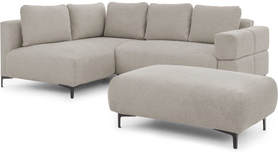 S-Style Canapé d angle avec repose-pieds en tissu structuré taupe Taupe 170x83x230cm