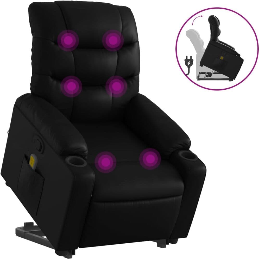 vidaXL Fauteuil inclinable de massage Noir Similicuir