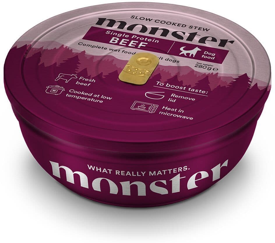 Monster Pet Food Monster Dog Slow Cooked Beef Stew Bowl Våtfoder Till Hund 280 G